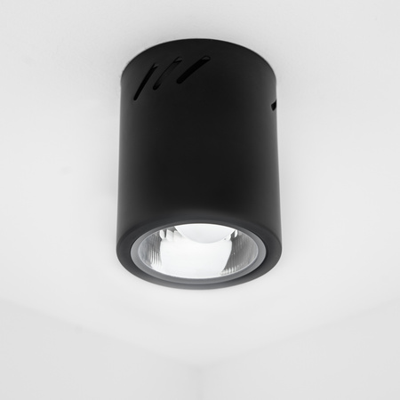 Aufbauleuchte E27, Aufbauspot Runde Tube Schwarz Fest APUS 13 LUMILED