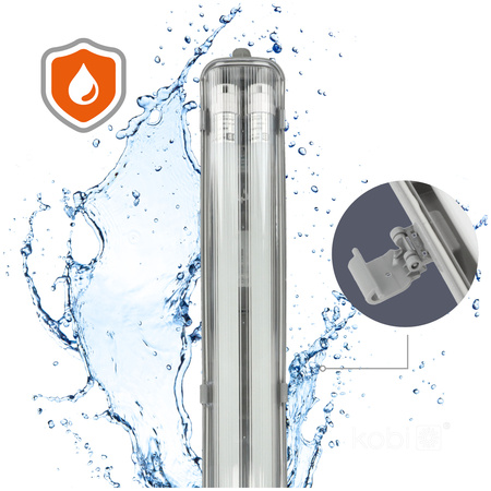 Industrielles hermetisches Leuchtenset G2 + 2x LED-Leuchtstofflampe T8 18W 120cm 4000K Neutral IP65 Kobi