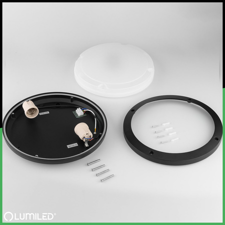 Wandleuchte Außen 2x E27, Garten-Wandleuchte rund LARIS LUMILED