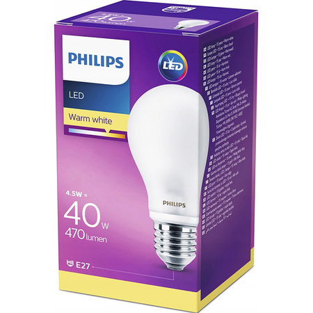 LED-Lampe E27 A60 4.5W = 40W 470lm 2700K Warm 300° PHILIPS