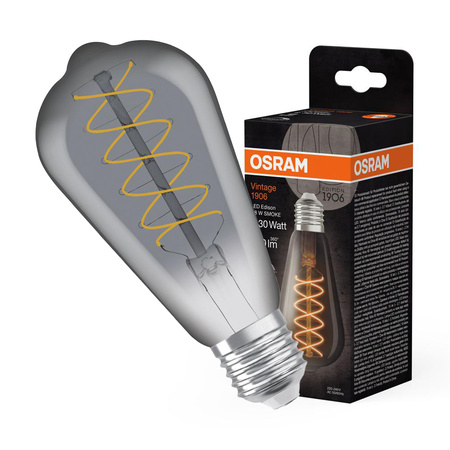 Dekorative LED-Glühbirne ST64 Edison E27 7.8W = 30W 360lm 1800K Warm 320° Smoke Filament Dimmbar Vintage 1906 Osram