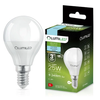 Lampen E14, Glühbirne P40 2.5W = 25W 249lm 6500K 180° kalt LUMILED