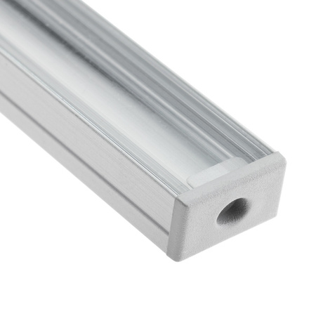 Profil aus eloxiertem Aluminium für LED KM35 Silber Aufbaumontage 2m + transparente Abdeckung + Endkappen