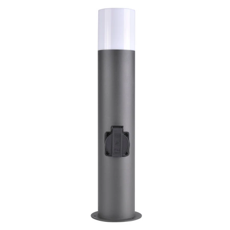 Garten LED Post E27 TUBA Graphit 44cm + Steckdose 230V IP44 DALLAS Goldlux