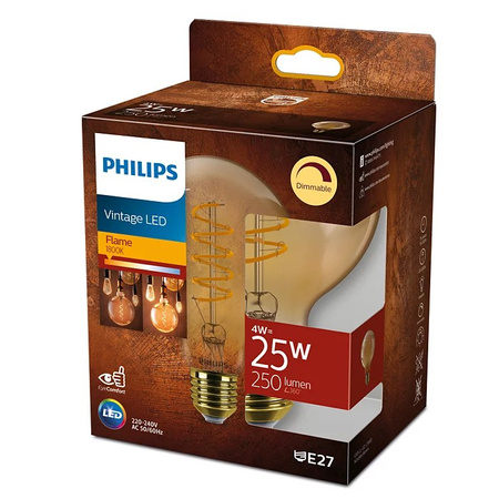 Globe E27 G93 LED Lampen 4W = 25W 250lm 1800K Warm Filament Amber PHILIPS Dimmbar