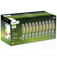 10x LED-Lampe E14 Kerze B35 2W = 25W 249lm 4000K Neutral 360° FILAMENT LUMILED