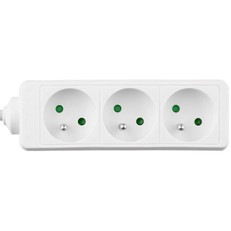 Strom-Verlängerungskabel-Stecker – 3 x Steckdose mit Erdungs-Steckdosenleiste 5 m 3 x 1,5 mm 16 A Weiß
