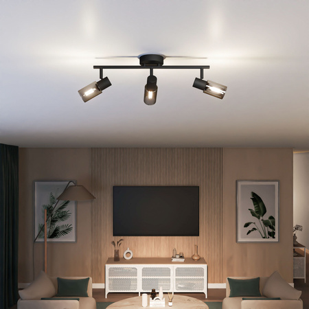 Reflektor-Deckenleuchte 3x E14 Schwarz Palmen Philips