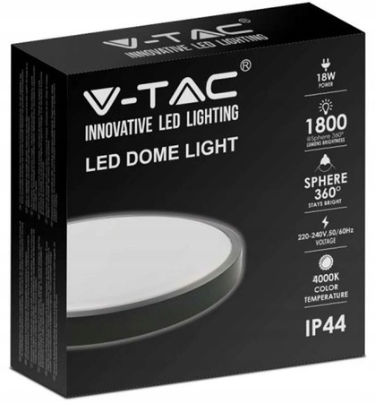 LED-Deckenleuchte für Badezimmer 18W 1800lm 4000K IP44 23cm rund Schwarz