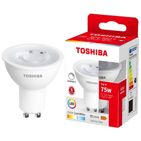 GU10 LED Leuchtmittel 7W = 75W 520lm 6500K Kaltstrahler TOSHIBA Dimmbar