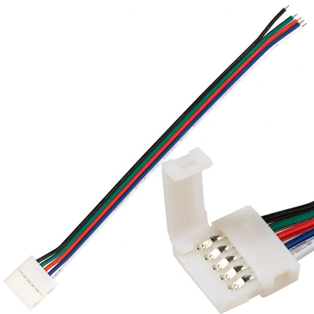 5PIN RGB+W LED-Streifenanschluss einseitig mit 12-mm-Kabel