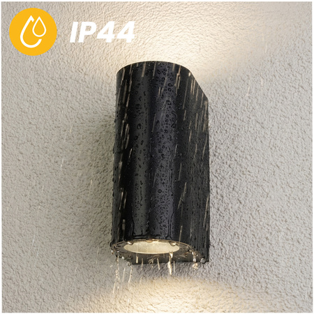 Wandleuchte Außen 2x GU10, Garten-Wandleuchte Schwarz ALLIUM LUMILED