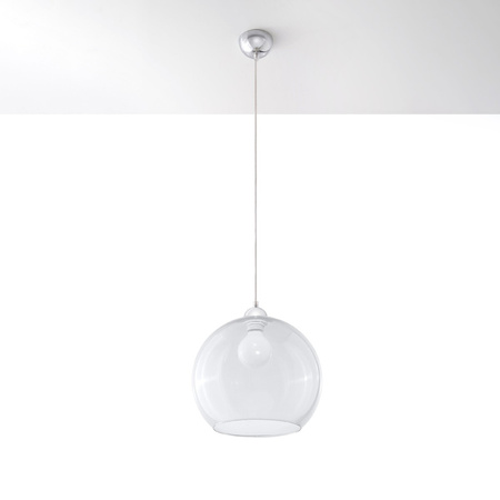 BALL E27 Hängeleuchte Glasüberhang Glasdiffusor Kugel 30cm Klassisch Transparent SOLLUX