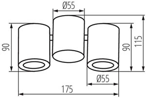 Aufputz-Halogen SPOT TUBA bewegliche Leuchte 2xGU10 Schwarz BLURRO Kanlux