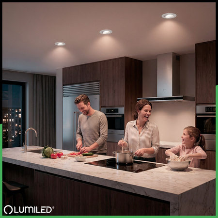 Set Halogen-Einbauleuchte VENTUS Weiß Rund + LED-Leuchtmittel GU10 6W Warm 120° Lumiled