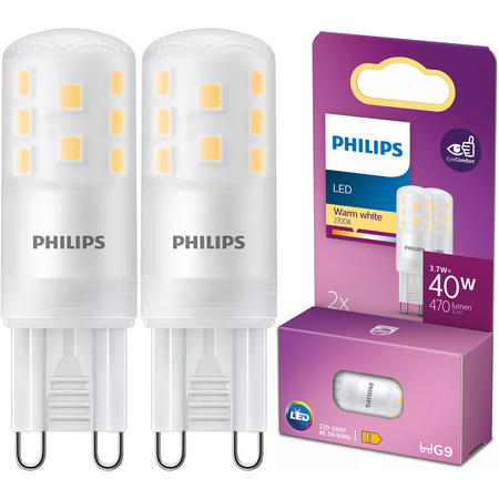 2x LED-Glühbirne G9 Capsule 3.7W = 40W 470lm 2700K Warm 320° Philips