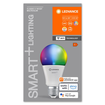 E27 A100 LED Lampen 14W 1521lm RGBW SMART+ WiFi Dimmbar Classic LEDVANCE