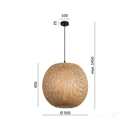 Bambus E27 Boho Bitavia Dekorative Hängelampe Kobi