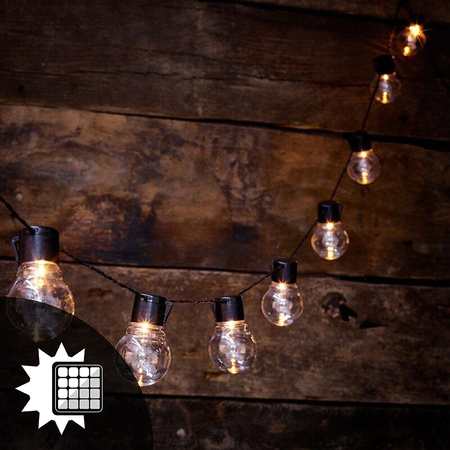 Solar Garland Garden DEKORATIVE Lichterkette 3,35m 10xLED TRANSPARENTE Kugeln 3000K