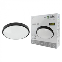 Plafond LED Deckenanbauleuchte 2x E27 Schwarz Rund Ecolight