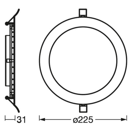 LED-Panel-Deckeneinbauleuchte DOWNLIGHT SLIM 22W 2000lm 3000K Warm 22,5cm LEDVANCE