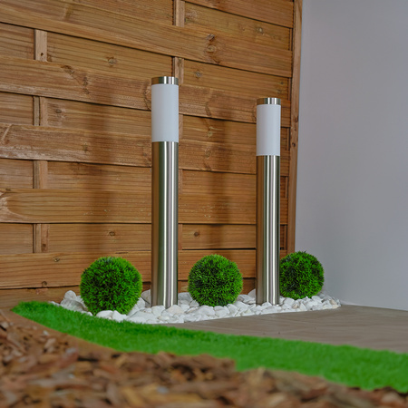 Außengartenlampe E27 SILVER POST 65 cm mit Bewegungs- und Dämmerungssensor