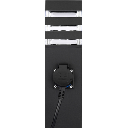 Gartenleuchte E27, Außenstehleuchte Pollerleuchte mit Steckdose 60cm TAXUS 2 LUMILED