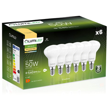 Set mit 6x LED Lampe R50 E14 6W = 50W 540lm 3000K Warm 120° LUMILED