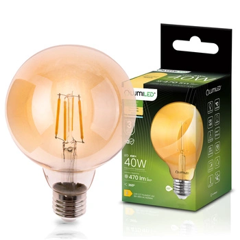LED-Lampe E27 Globe G95 4W = 40W 470LM 2000K warmweiß 360° Amber Filament LUMILED