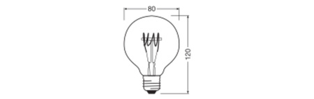 Dekorative LED-Glühbirne G80 Sphere E27 4.8W = 40W 470lm 2700K Warm 320° Filament Dimmbar Vintage 1906 Osram