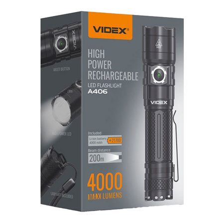 Taktische LED wiederaufladbare wasserdichte Taschenlampe 20W 4000lm 6000K A406 sehr leistungsstarke VIDEX