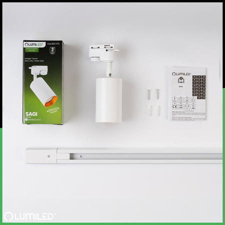 1.5m Stromschiene + 3x Schienenstrahler GU10 Weiß-Gold SAGI LUMILED