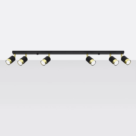 NERO Deckenleuchte 6xGU10 Reflektor Halogen Leuchte Beweglich 117cm Schwarz Gold SOLLUX