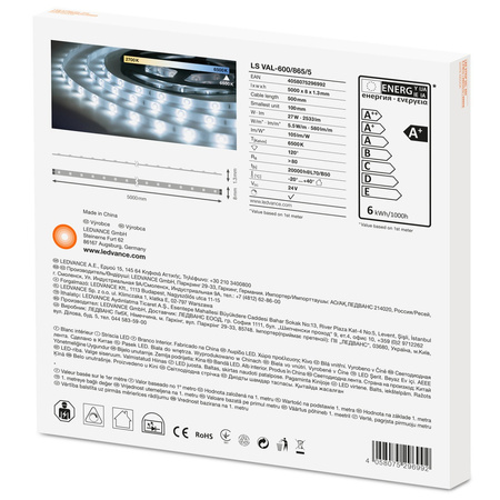 LED-Streifen 24V 27W 300LED Kalt 10mm 5m Ledvance