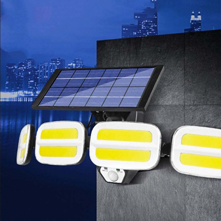 LED Solarstrahler 4x COB LED 20W 800lm Kalt IP65 Bewegungssensor + Fernbedienung