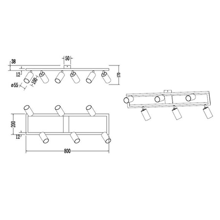 Kronleuchter Deckenleuchte Dekorative 6x GU10 Schwarz Masterled