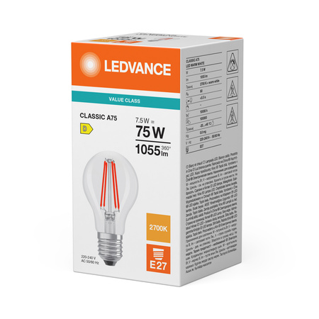 LED Lampen A60 E27 7.5W = 75W 1055lm 2700K Warmweiß FILAMENT LEDVANCE