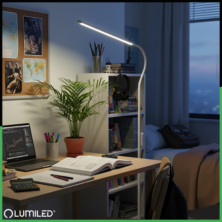 LED 14W CCT Dimmbare Stehlampe mit Höhenverstellung LONGA 2 Weiß LUMILED