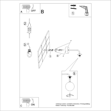 Wandleuchte Wandleuchte G9 Schwarz Weiß Astral French Sky SL.1661 Sollux