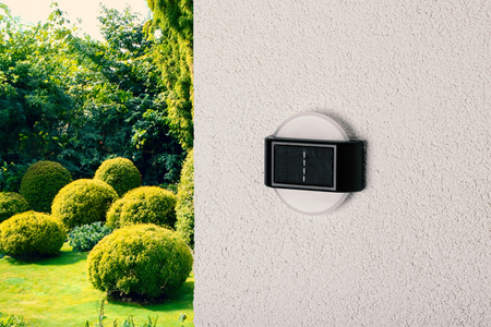 Set mit 2x Solar Garten Lampe LED Fassade Wandlampe Top Down Kreisförmige Leuchte