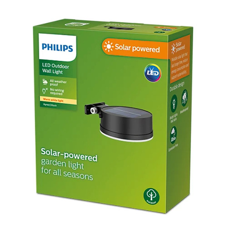 Gartenlampe LED Solar Wandlampe VYNCE 1.5W 2700K IP44 Dämmerungssensor PHILIPS