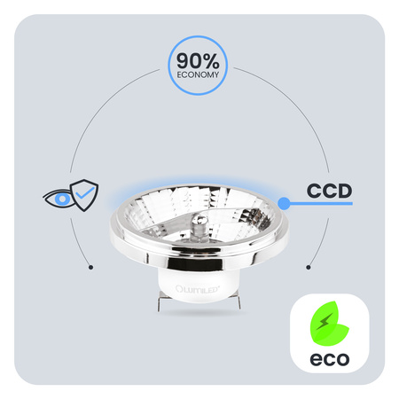 10x LED Lampen G53, Glühbirne AR111 12V 15W = 100W 1521lm 24° 4000K neutral Silber LUMILED