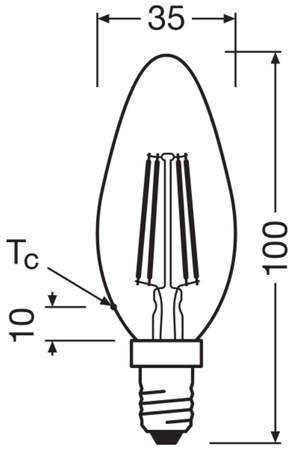 LED-Glühbirne B35 E14 Kerze 5.9W = 60W 806lm 6500K Kalt 300° Glühfaden STAR CLASSIC Osram