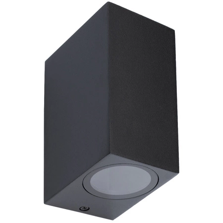 Wandleuchte Außen 2x GU10, Garten-Wandleuchte Schwarz Quadratisch ALLIUM LUMILED