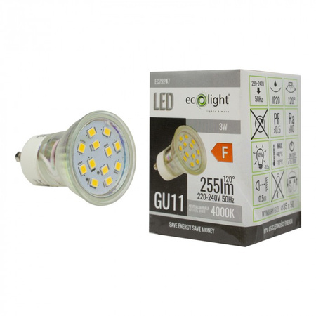 LED Reflektor GU11 GU10 3W 270lm 4000K Neutral Ecolight Glühbirne