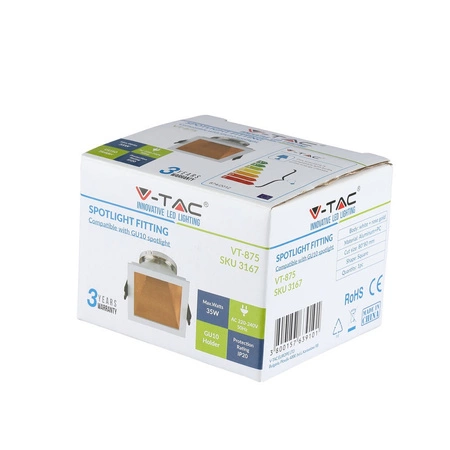 Deckeneinbauleuchte GU10 mit Öse quadratisch Weiß/Roségold VT-875 V-TAC