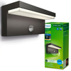 Garten LED Wandleuchte BUSTAN 3.8W Bewegungssensor 2700K Warm IP44 Anthrazit PHILIPS