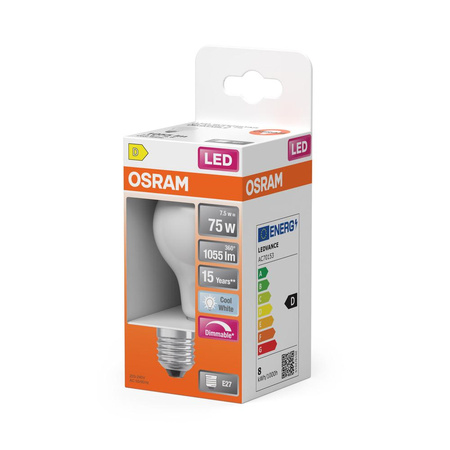LED-Lampe E27 A60 7.5W = 75W 1055lm 4000K Neutral 300° Glühfaden Dimmbar OSRAM SUPER STAR
