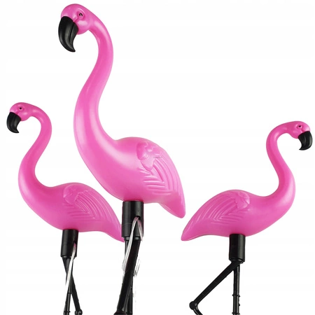3x LED SOLAR betriebene Gartenlampe Flamingos 54cm