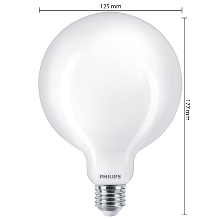 Globe E27 G120 LED Lampen 8,5 W = 75 W, 1055 lm, 2700 K, warmes Filament, milchig, PHILIPS